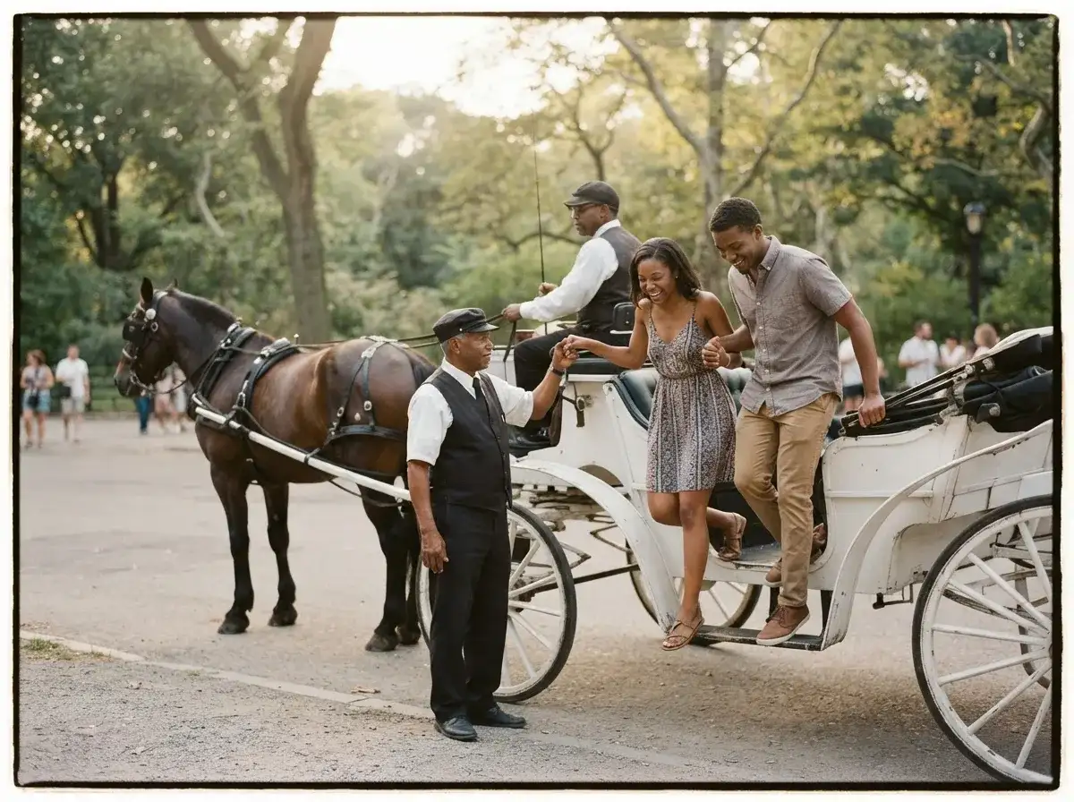Guests boarding a classic carriage